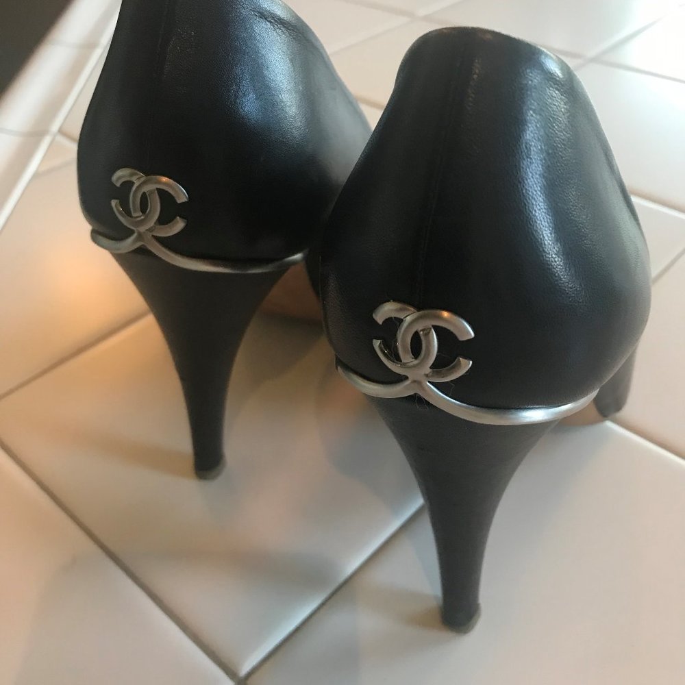 Chanel Black Leather Heels